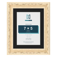 Louis Cream 9 x 7 inch picture frame with a black mount for a 7 x 5 inch photo