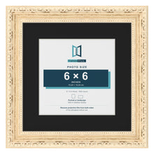 Louis Cream 9 x 9 inch picture frame with a black mount for a 6 x 6 inch photo