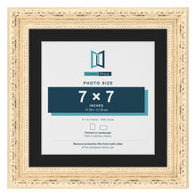 Louis Cream 9 x 9 inch picture frame with a black mount for a 7 x 7 inch photo