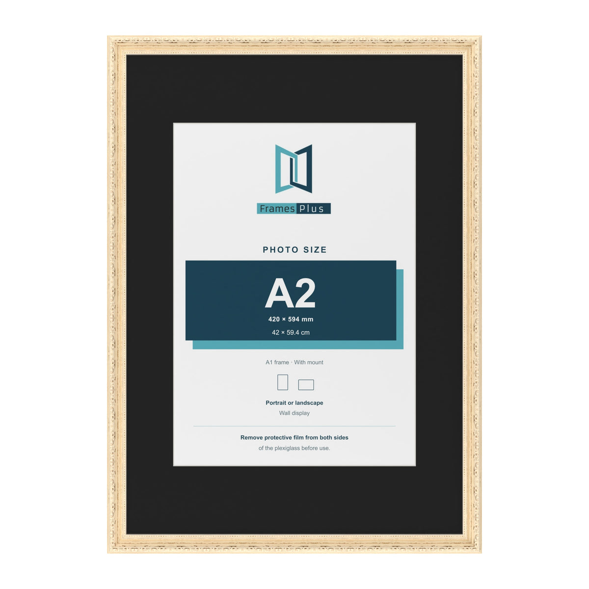 Louis Cream A1 picture frame with a black mount for an A2 photo