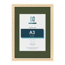 Louis Cream A2 picture frame with a green mount for an A3 photo