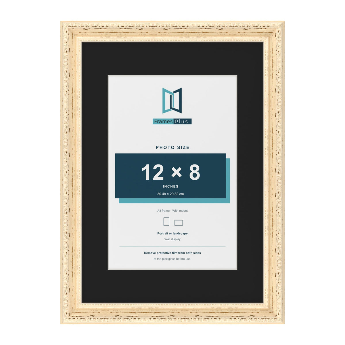 Louis Cream A3 picture frame with a black mount for a 12 x 8 inch photo