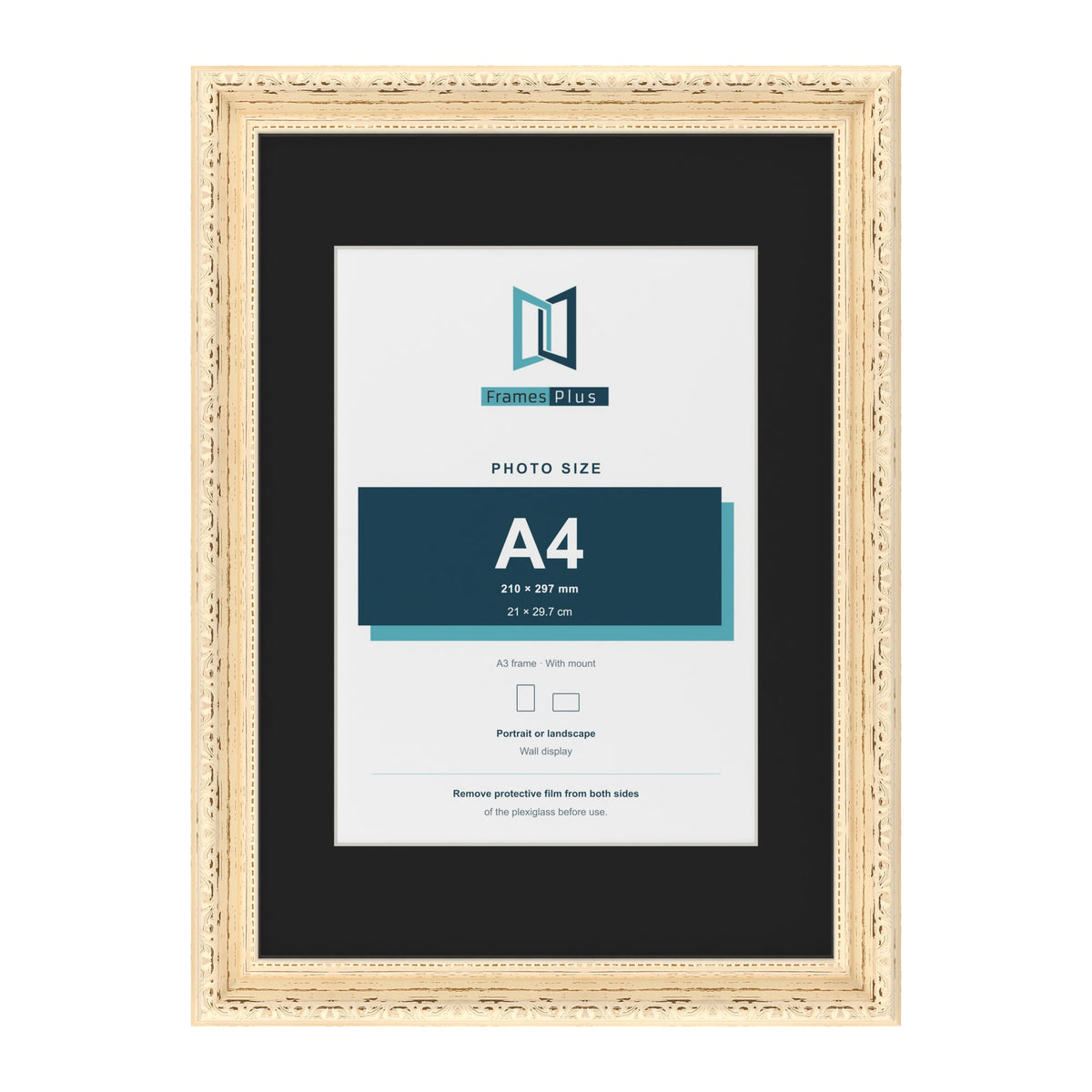 Louis Cream A3 picture frame with a black mount for an A4 photo