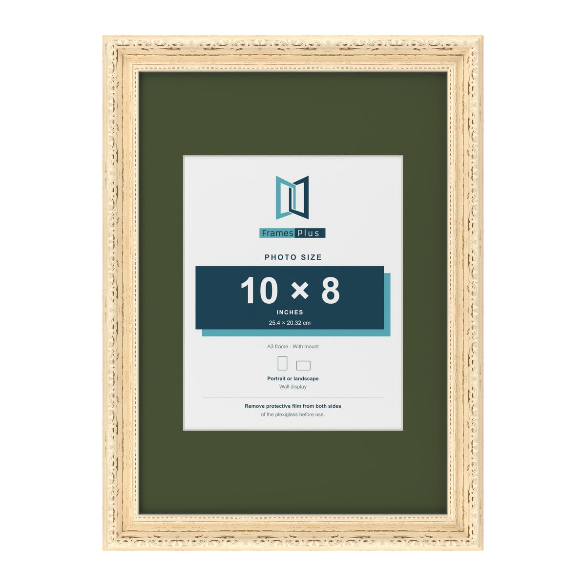 Louis Cream A3 picture frame with a green mount for a 10 x 8 inch photo