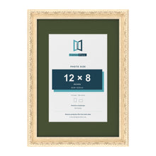 Louis Cream A3 picture frame with a green mount for a 12 x 8 inch photo