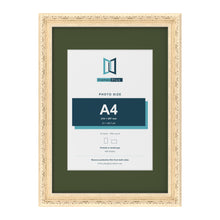 Louis Cream A3 picture frame with a green mount for an A4 photo