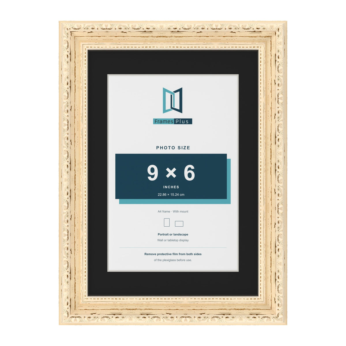 Louis Cream A4 picture frame with a black mount for a 9 x 6 inch photo