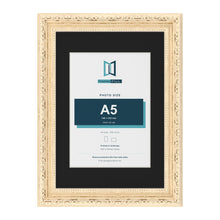 Louis Cream A4 picture frame with a black mount for an A5 photo