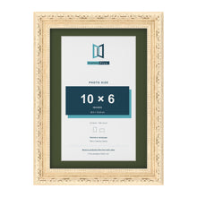 Louis Cream A4 picture frame with a green mount for a 10 x 6 inch photo