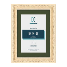 Louis Cream A4 picture frame with a green mount for a 9 x 6 inch photo