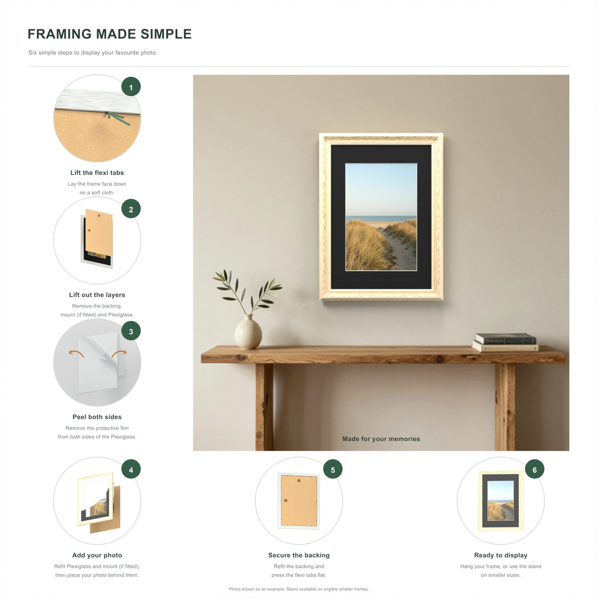 How to put a photo in a Louis Cream frame with a black mount in six steps