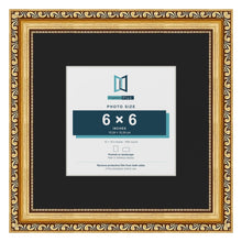 Louis Gold 10 x 10 inch picture frame with a black mount for a 6 x 6 inch photo