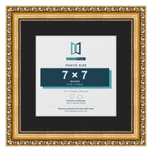 Louis Gold 10 x 10 inch picture frame with a black mount for a 7 x 7 inch photo