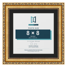 Louis Gold 10 x 10 inch picture frame with a black mount for an 8 x 8 inch photo