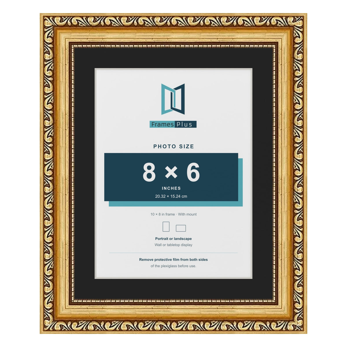 Louis Gold 10 x 8 inch picture frame with a black mount for an 8 x 6 inch photo