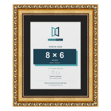 Louis Gold 10 x 8 inch picture frame with a black mount for an 8 x 6 inch photo