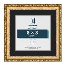Louis Gold 11 x 11 inch picture frame with a black mount for an 8 x 8 inch photo