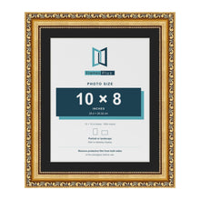 Louis Gold 12 x 10 inch picture frame with a black mount for a 10 x 8 inch photo