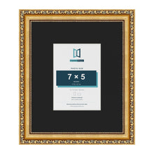Louis Gold 12 x 10 inch picture frame with a black mount for a 7 x 5 inch photo