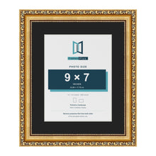 Louis Gold 12 x 10 inch picture frame with a black mount for a 9 x 7 inch photo