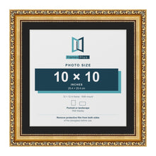 Louis Gold 12 x 12 inch picture frame with a black mount for a 10 x 10 inch photo