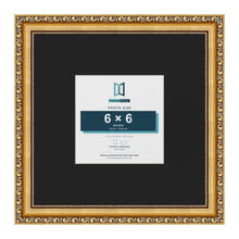 Louis Gold 12 x 12 inch picture frame with a black mount for a 6 x 6 inch photo