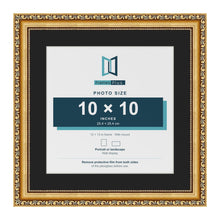 Louis Gold 13 x 13 inch picture frame with a black mount for a 10 x 10 inch photo