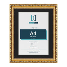 Louis Gold 14 x 11 inch picture frame with a black mount for an A4 photo
