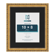 Louis Gold 14 x 12 inch picture frame with a black mount for a 10 x 8 inch photo