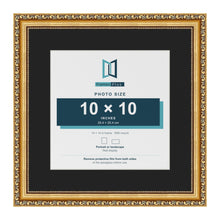 Louis Gold 14 x 14 inch picture frame with a black mount for a 10 x 10 inch photo
