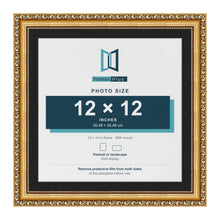 Louis Gold 14 x 14 inch picture frame with a black mount for a 12 x 12 inch photo
