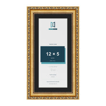 Louis Gold 14 x 7 inch picture frame with a black mount for a 12 x 5 inch photo