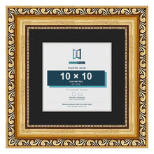 Louis Gold 15 x 15 cm picture frame with a black mount for a 10 x 10 cm photo
