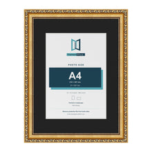 Louis Gold 16 x 12 inch picture frame with a black mount for an A4 photo