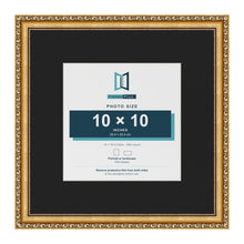 Louis Gold 16 x 16 inch picture frame with a black mount for a 10 x 10 inch photo