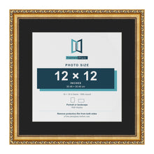 Louis Gold 16 x 16 inch picture frame with a black mount for a 12 x 12 inch photo
