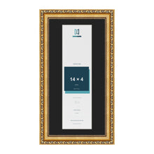 Louis Gold 16 x 8 inch picture frame with a black mount for a 14 x 4 inch photo