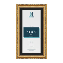 Louis Gold 16 x 8 inch picture frame with a black mount for a 14 x 6 inch photo