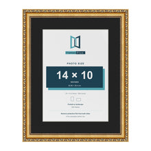 Louis Gold 18 x 14 inch picture frame with a black mount for a 14 x 10 inch photo