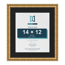 Louis Gold 18 x 16 inch picture frame with a black mount for a 14 x 12 inch photo
