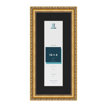 Louis Gold 18 x 8 inch picture frame with a black mount for a 14 x 4 inch photo