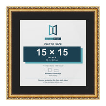 Louis Gold 19 x 19 inch picture frame with a black mount for a 15 x 15 inch photo