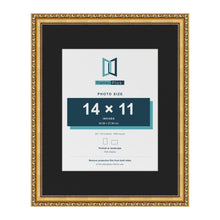 Louis Gold 20 x 16 inch picture frame with a black mount for a 14 x 11 inch photo