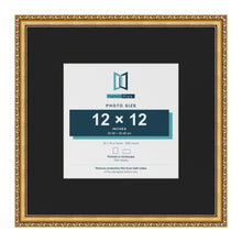 Louis Gold 20 x 20 inch picture frame with a black mount for a 12 x 12 inch photo