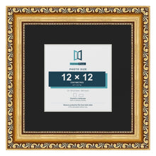 Louis Gold 20 x 20 cm picture frame with a black mount for a 12 x 12 cm photo