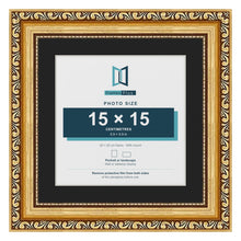 Louis Gold 20 x 20 cm picture frame with a black mount for a 15 x 15 cm photo