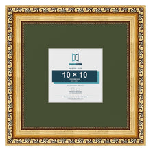 Louis Gold 20 x 20 cm picture frame with a green mount for a 10 x 10 cm photo