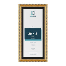 Louis Gold 22 x 10 inch picture frame with a black mount for a 20 x 8 inch photo