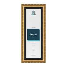 Louis Gold 22 x 8 inch picture frame with a black mount for a 20 x 6 inch photo