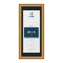 Louis Gold 24 x 10 inch picture frame with a black mount for a 20 x 8 inch photo